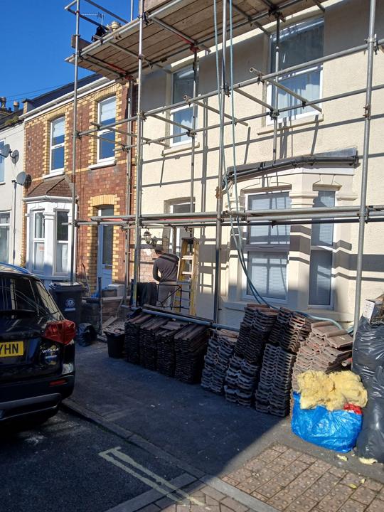 Terrace frontage under scaffold